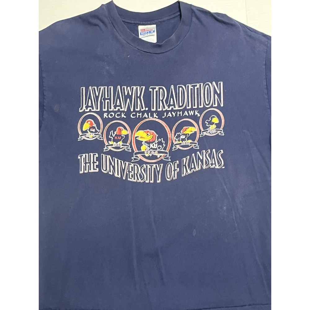 KU Jayhawk Tradition Mascots Through the Years‎ Y2K Vintage Tee Shirt